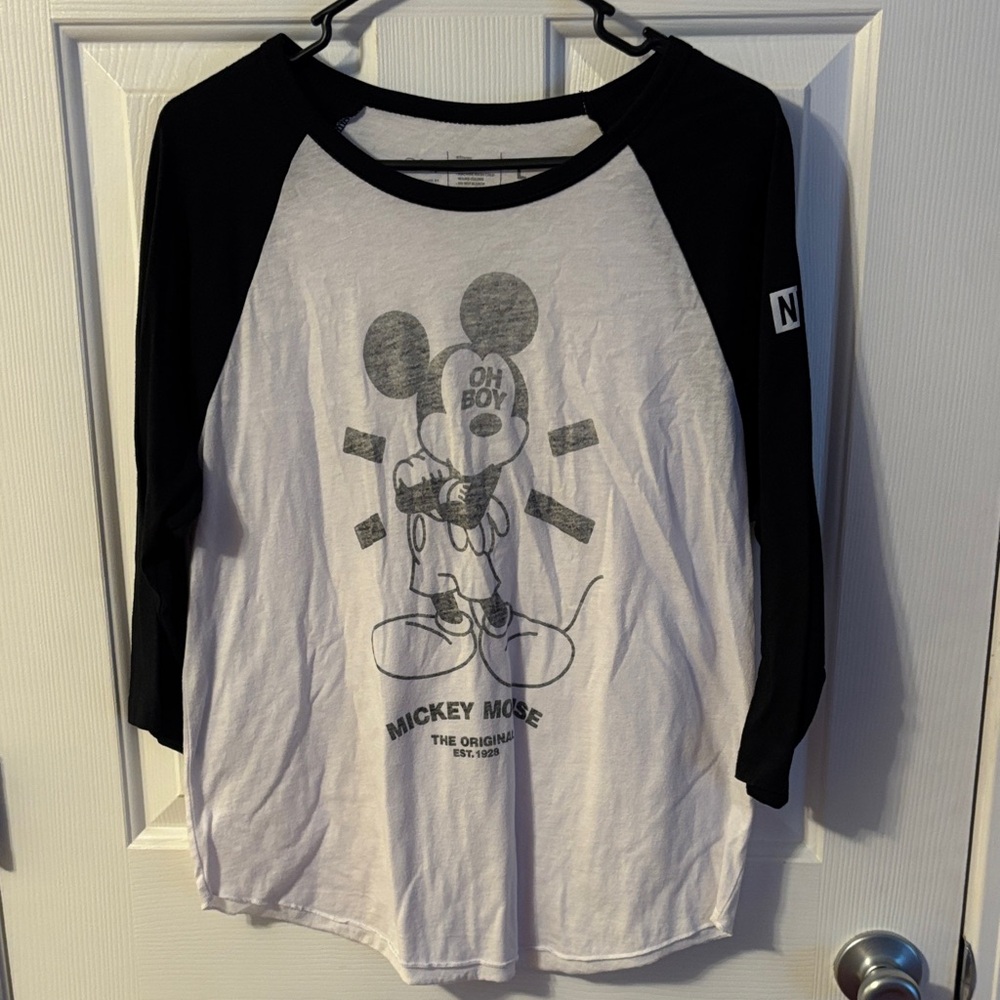 NEFF Mickey Mouse Black and White Ringer Tee size large